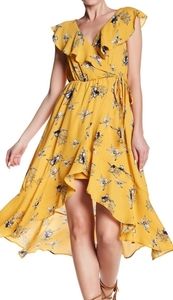 NWT Soprano Ruffle Printed Midi Dress LG